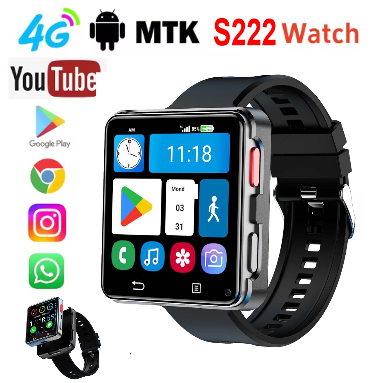 Smartwatch I Watches - Reloj Inteligente S222 4G con Tarjeta