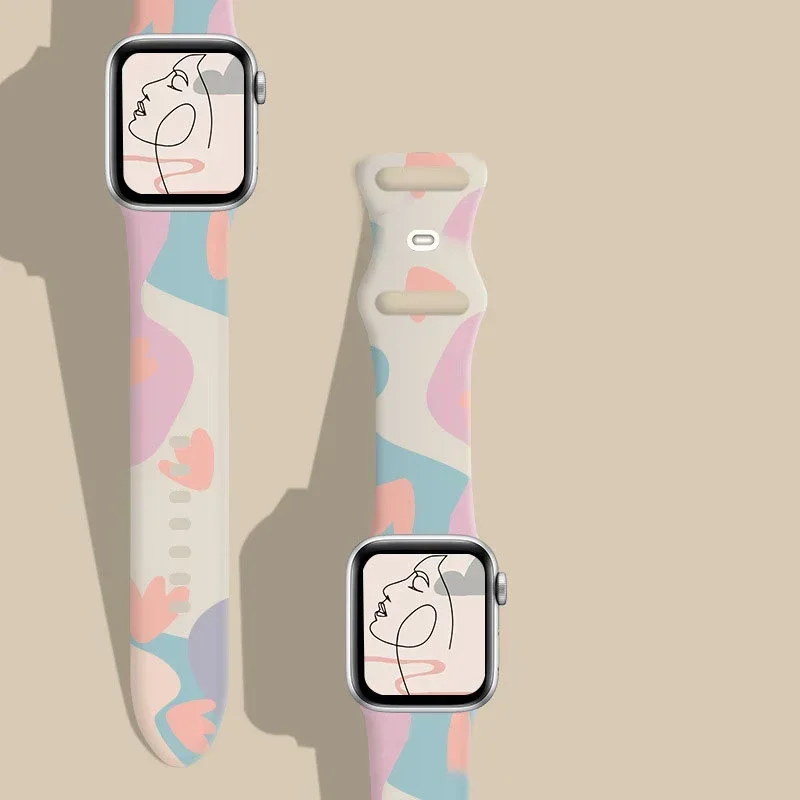 Smartwatch Iphone Watches For Women - Correa de silicona impresa para Apple