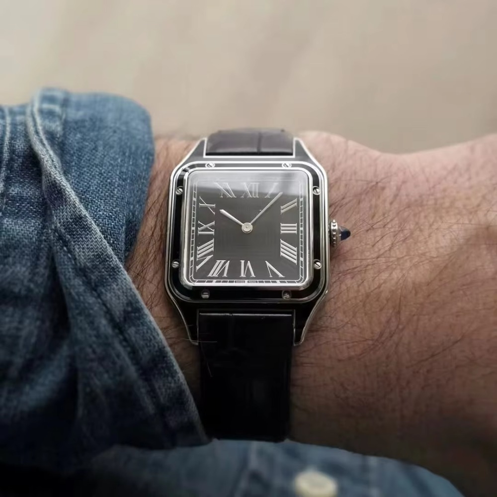 Correa de reloj de cuero de va - Cartier Watch Santos reseña y precio