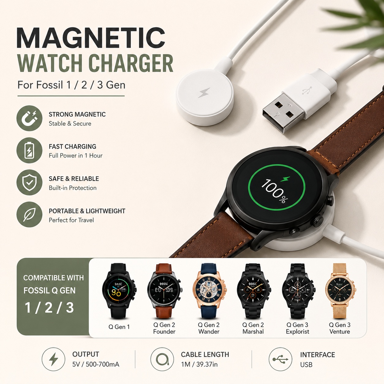 Adaptador de cargador de reloj - Fossil Watches Smartwatch Gen 3 reseña y precio